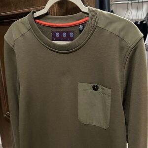 Ted Baker London Olive Green Men's Sweatshirt with Chest Pocket - Size Medium M
